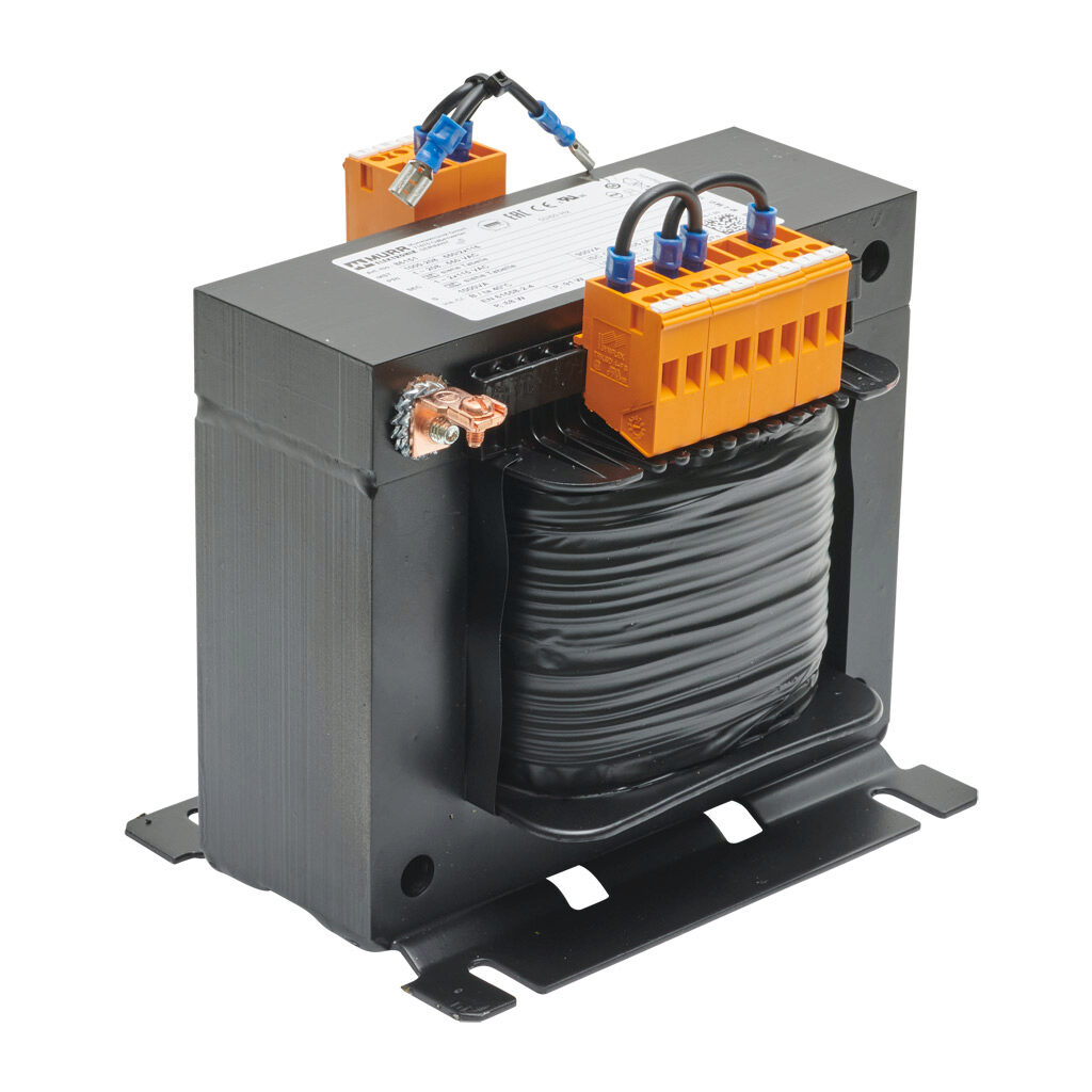 86151 - Murrelektronik control transformer, open core, 1 kVA, 1-phase, 208-550 VAC selectable, 115/230 VAC secondary, 50/60 Hz, electrostatic shield, panel mount.