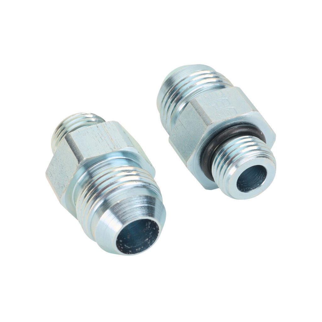 8MJ-6MB - HY-TECH hydraulic fluid adapter, straight, plated steel body, (1) -8 male JIC 37 deg and (1) -6 male o-ring boss. Package of 2.
