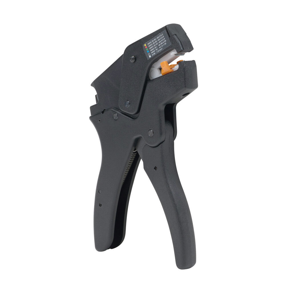 9001280000 - Weidmuller STRIPAX automatic cutting and stripping tool, compatible with round wire, special steel hardened cutting edges, self-adjusting, 28-18 AWG wire stripping capacity, 17 AWG cutting capacity.