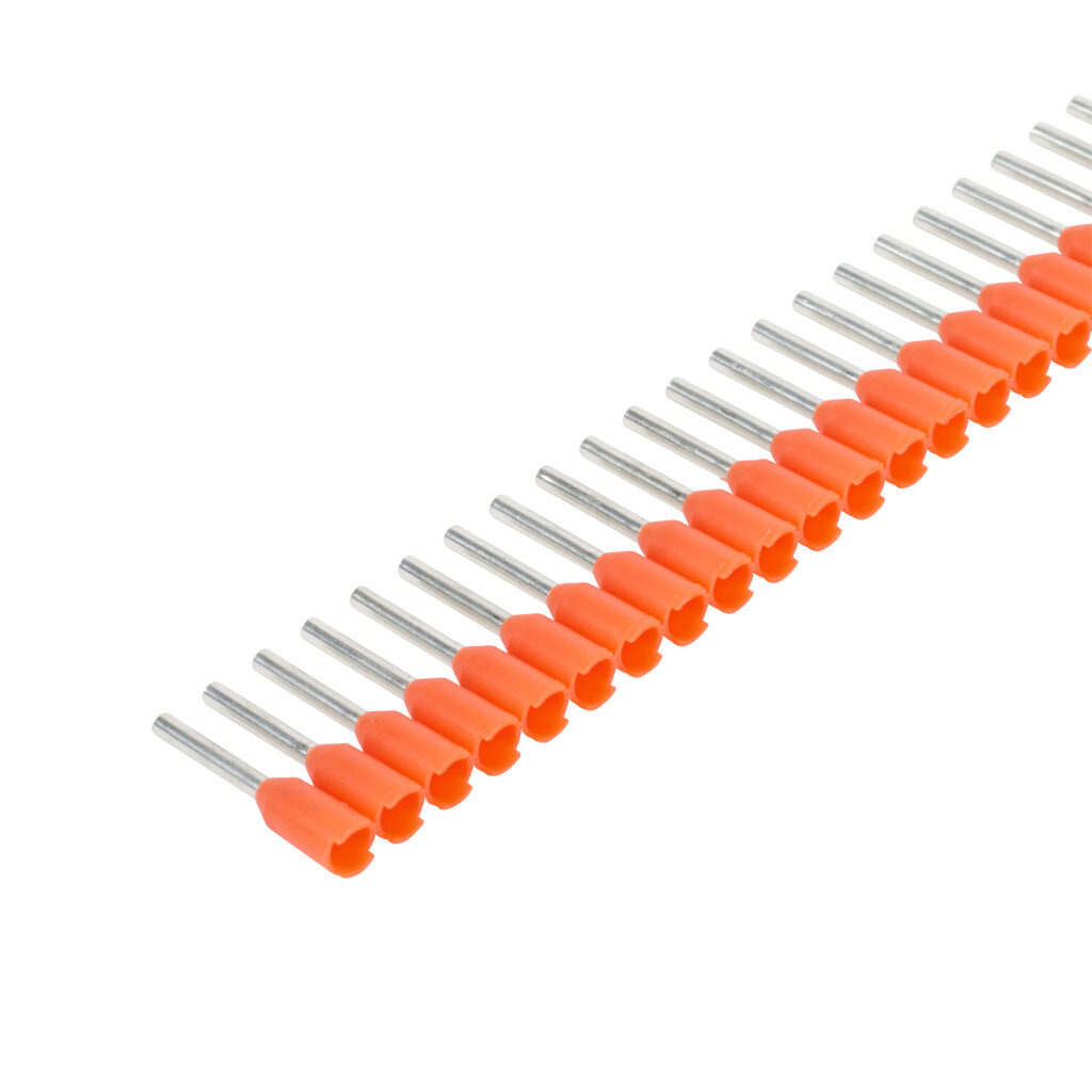 9004270000 - Weidmuller ferrule strip, 20 AWG, orange, follows DIN standard, 8mm ferrule length. For use with Stripax Plus 2.5 only (9020000000). Package of 500.