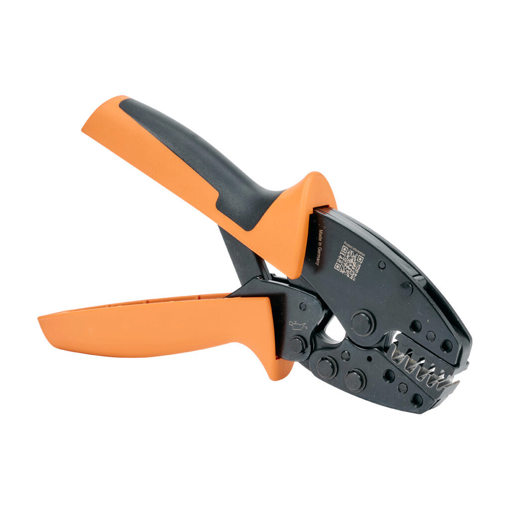9011460000 - Weidmuller wire crimping tool, self-adjusting, trapezoidal profile, 24-10 AWG capacity, compatible with insulated and non-insulated wire ferrules.