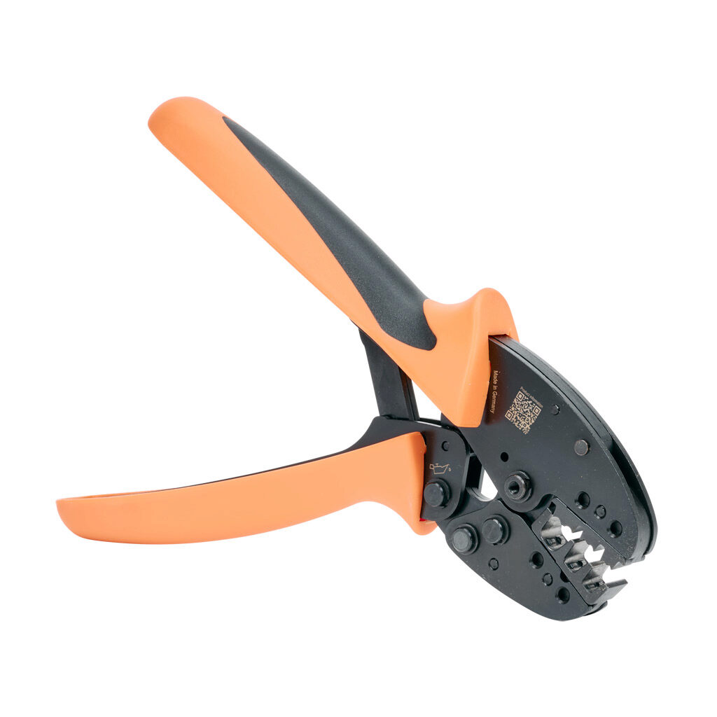 9013600000 - Weidmuller wire crimping tool, indent profile, 10-6 AWG capacity, compatible with insulated and non-insulated wire ferrules.