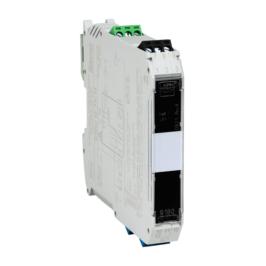 9180-10-77-11S - STAHL ISpac intrinsically safe temperature repeater isolator, Pt100 RTD input, resistance equal to input output, 24 VDC operating voltage, screw terminals.