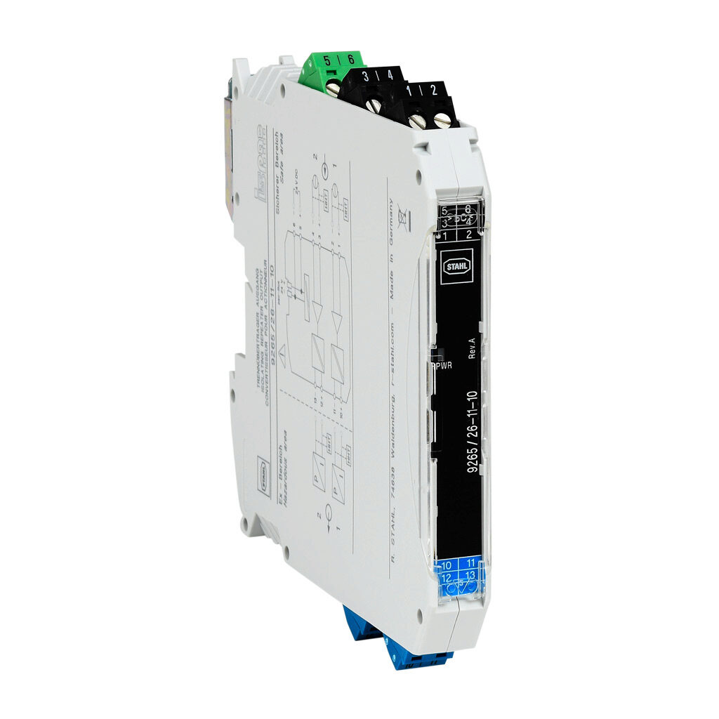 9265-26-11-10S - STAHL ISpac intrinsically safe analog output isolator, (2) 0-20 mA HART or (2) 4-20 mA HART input, (2) 0-20 mA HART or (2) 4-20 mA HART output, 24 VDC operating voltage, screw terminals.