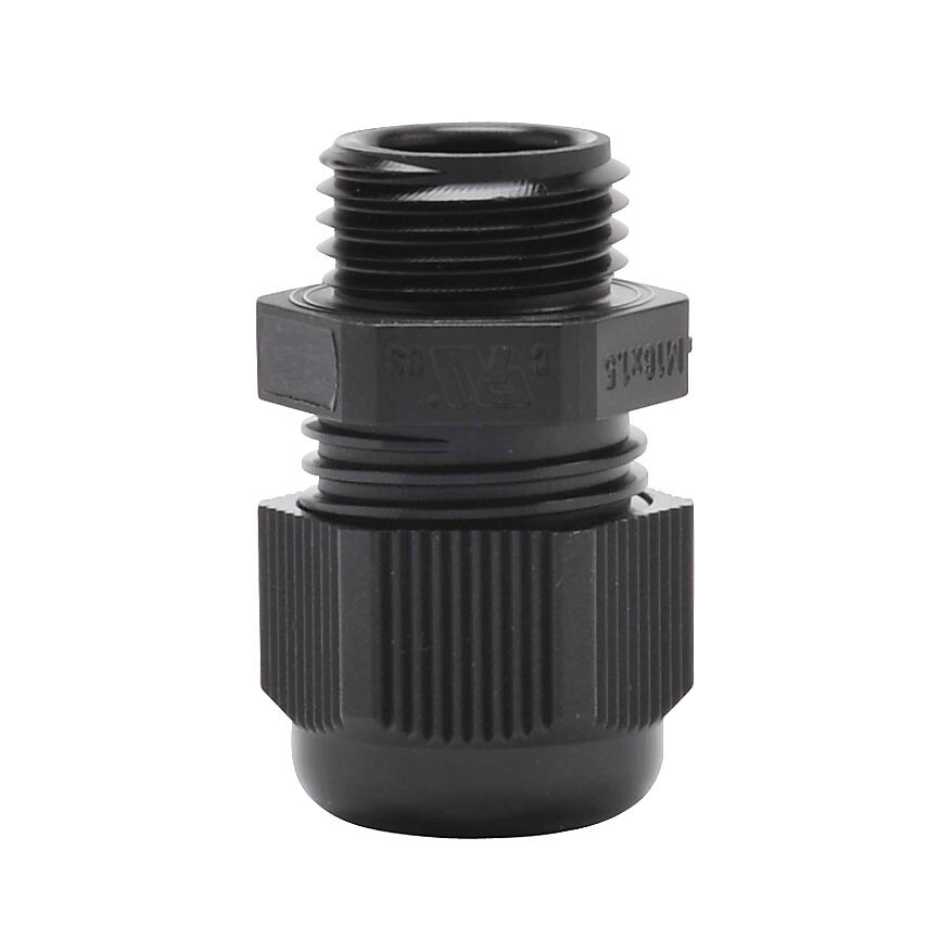 96000004 - WERMA cable gland, M16 x 1.5mm thread type, polyamide, black, accepts 5 to 10mm diameter cable, IP68.