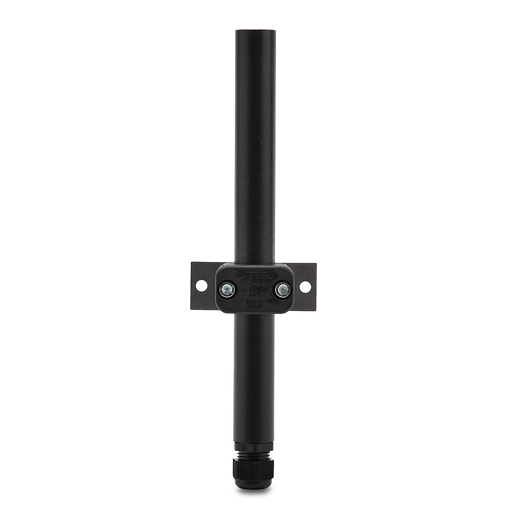 96000018 - WERMA mounting tube with clamp, 25mm diameter, 250mm length, black, polyamide. For use with 70mm terminal elements. M16 x 1.5mm cable gland included.