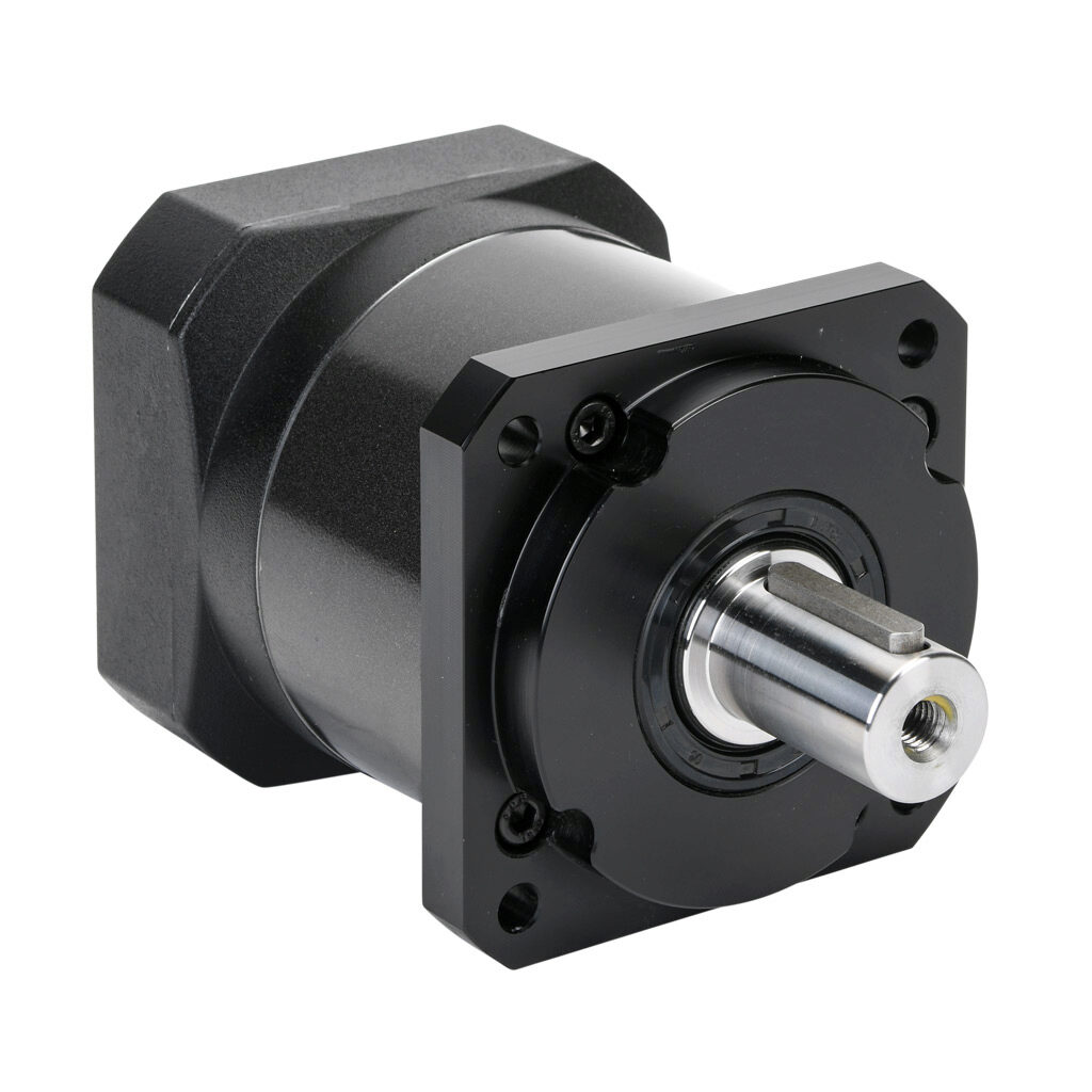 96200008 - LS Electric high-precision planetary gearbox, 10:1 ratio, inline, 22mm diameter output shaft, nominal output torque 121 N-m (1071 lb-in), 1-stage, 90mm frame. For use with FCL series 750W and 1 kW motors.