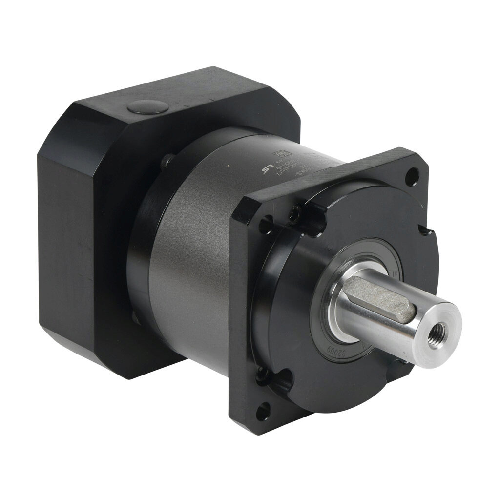 96200010 - LS Electric high-precision planetary gearbox, 5:1 ratio, inline, 32mm diameter output shaft, nominal output torque 332 N-m (2939 lb-in), 1-stage, 115mm frame. For use with APM-FE series 2.2 kW motors.