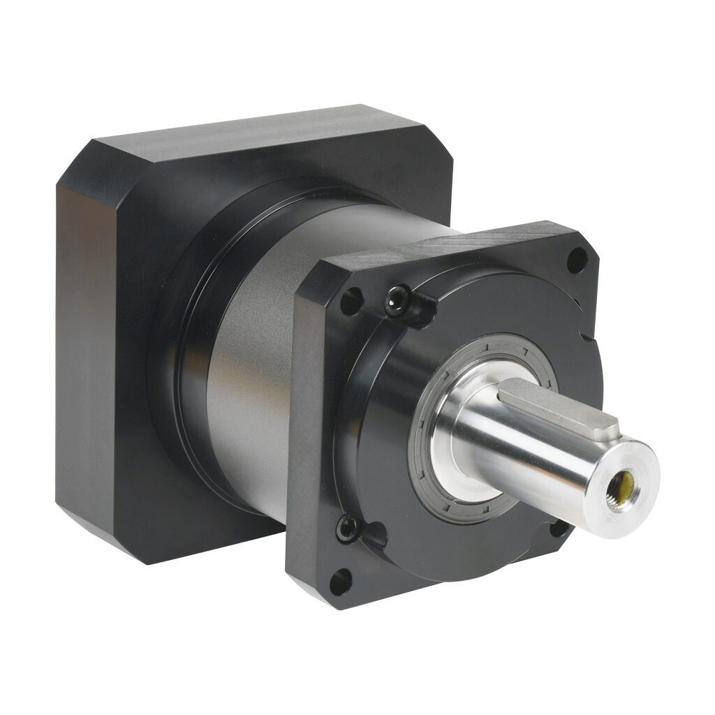 96200013 - LS Electric high-precision planetary gearbox, 5:1 ratio, inline, 40mm diameter output shaft, nominal output torque 634 N-m (5612 lb-in), 1-stage, 142mm frame. For use with APM-FF series 3.5 kW and 5.5 kW motors.