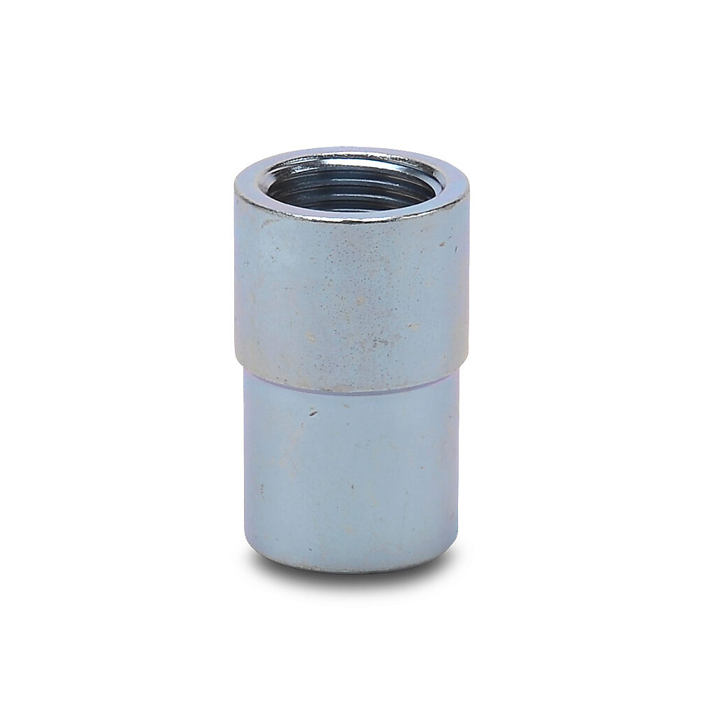 97584002 - WERMA adapter, tube mount, 25mm diameter, 1/2in NPT thread, silver, steel. For use with 70mm terminal elements.