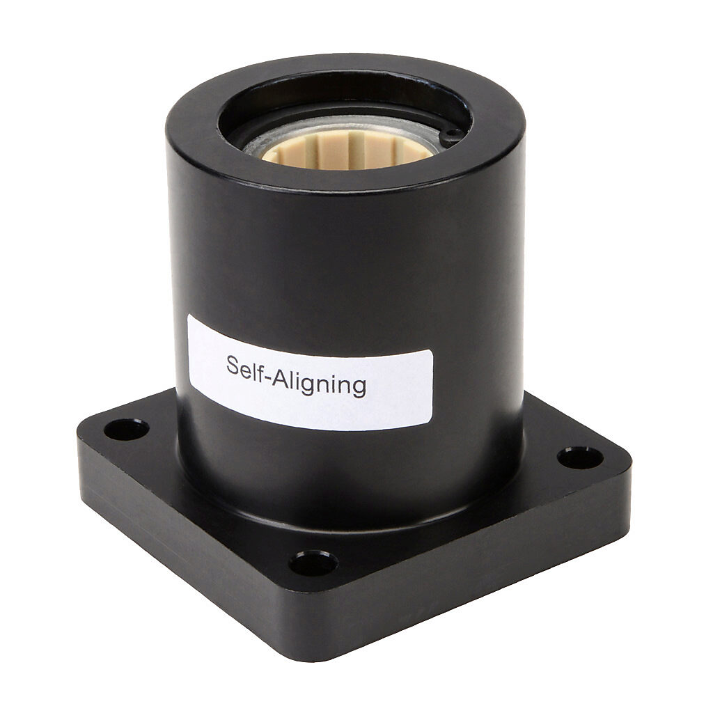 A-FJUI-13-16 - igus drylin R series 4-bolt flange pillow block plain bearing, type J polymer, 1in inside diameter, 2-13/16in overall length, anodized aluminum housing, self-aligning, 2-3/4 x 2-3/4in flange.