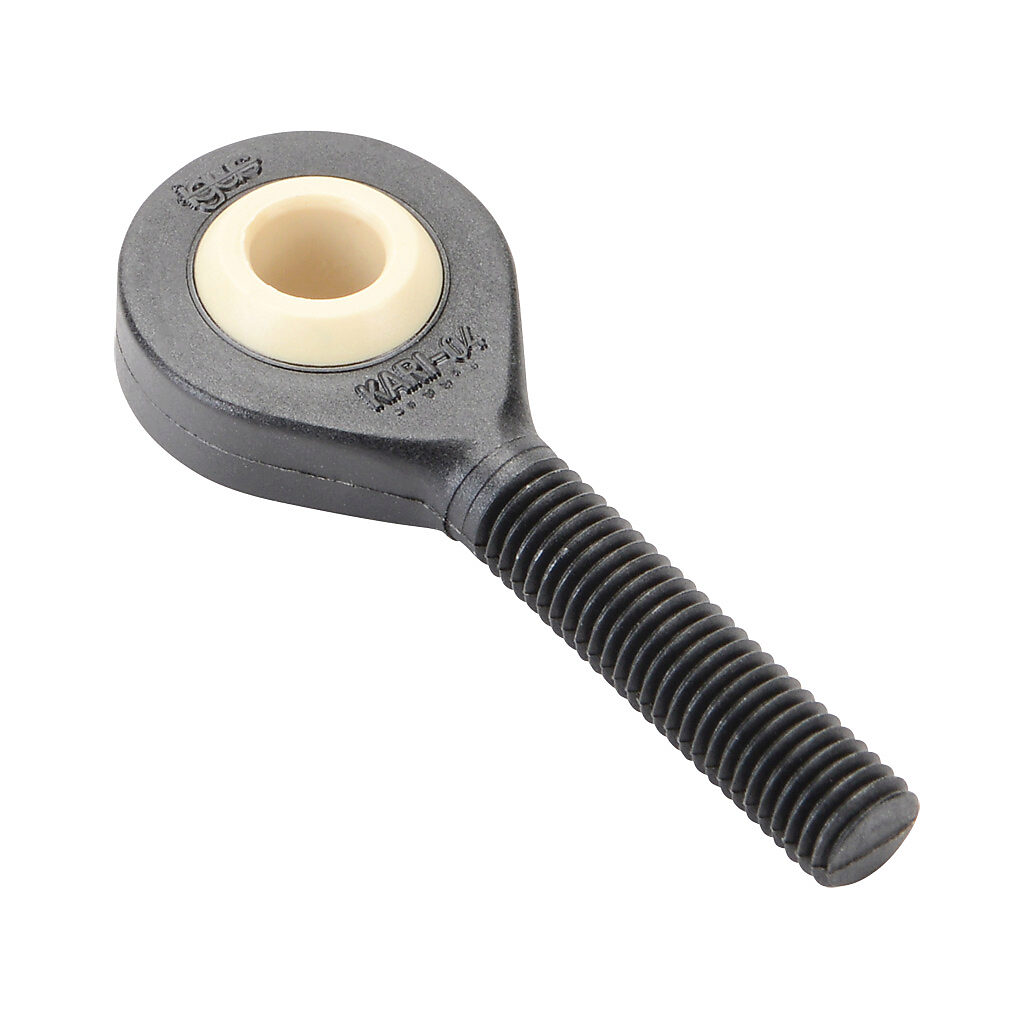 A-KARI-04 - igus igubal K series rod end mounted spherical bearing, type L280 polymer, 1/4in inside diameter, 0.365in width, igumid G polymer housing, self-aligning, 1/4-28 UNF male. Package of 4.