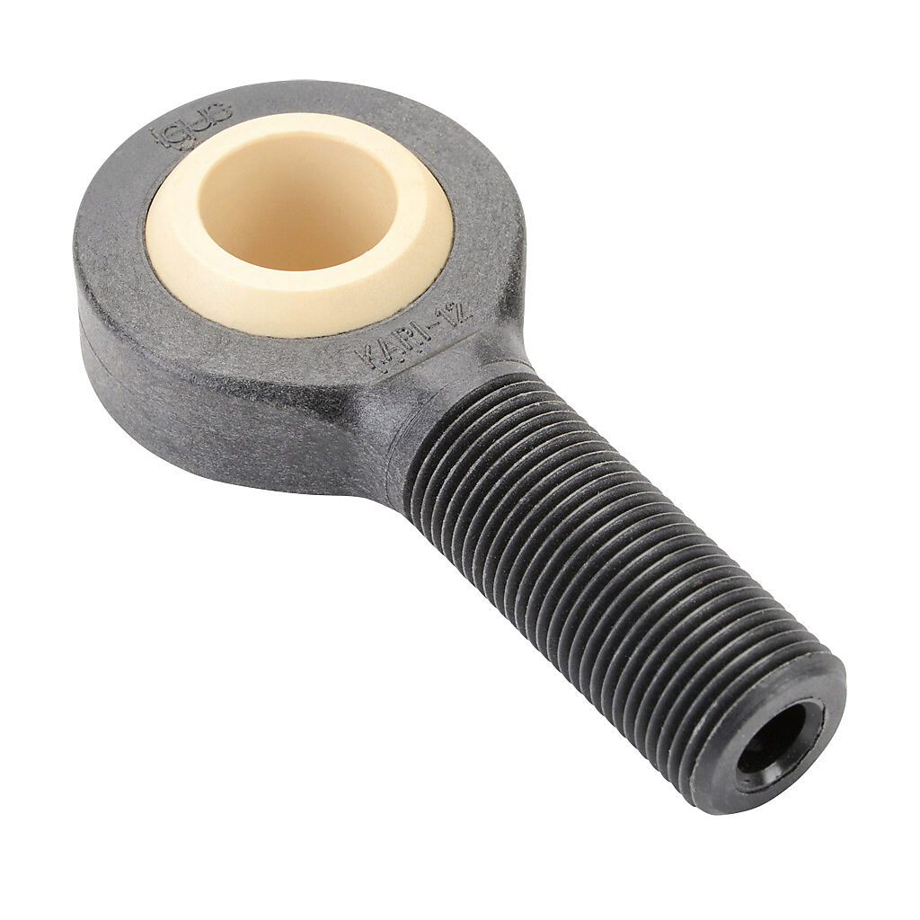 A-KARI-12 - igus igubal K series rod end mounted spherical bearing, type L280 polymer, 3/4in inside diameter, 0.875in width, igumid G polymer housing, self-aligning, 3/4-16 UNF male.