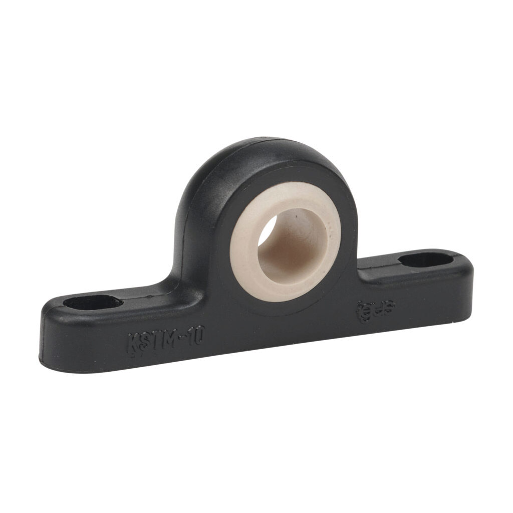A-KSTM-10 - igus igubal K series pillow block mounted spherical bearing, type L280 polymer, 10mm inside diameter, igumid G polymer housing, self-aligning. For use with drylin R series 10mm shafts.
