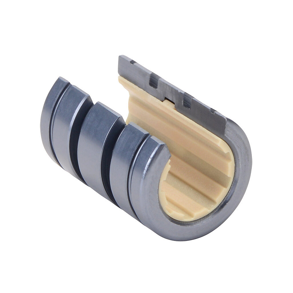 A-OJUI-01-08 - igus drylin R series open plain bearing, type J polymer, 1/2in inside diameter, 1-1/4in overall length, anodized aluminum housing, fixed.