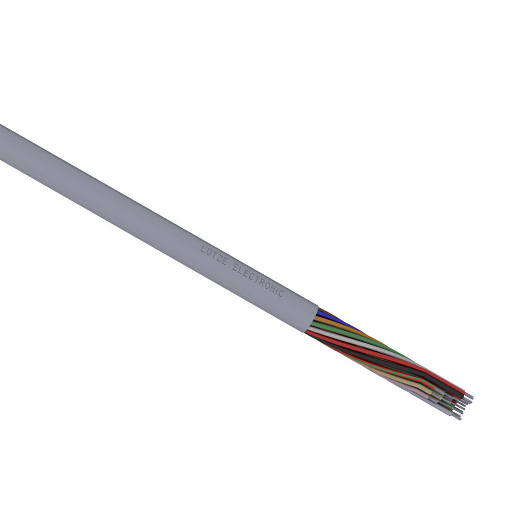 A3031625-1 - LUTZE ELECTRONIC flexible control and signal cable, unshielded, 25 conductors, 16 AWG, 26-stranded, tinned copper, PVC conductor insulation material, PVC jacket, gray, cut to length.
