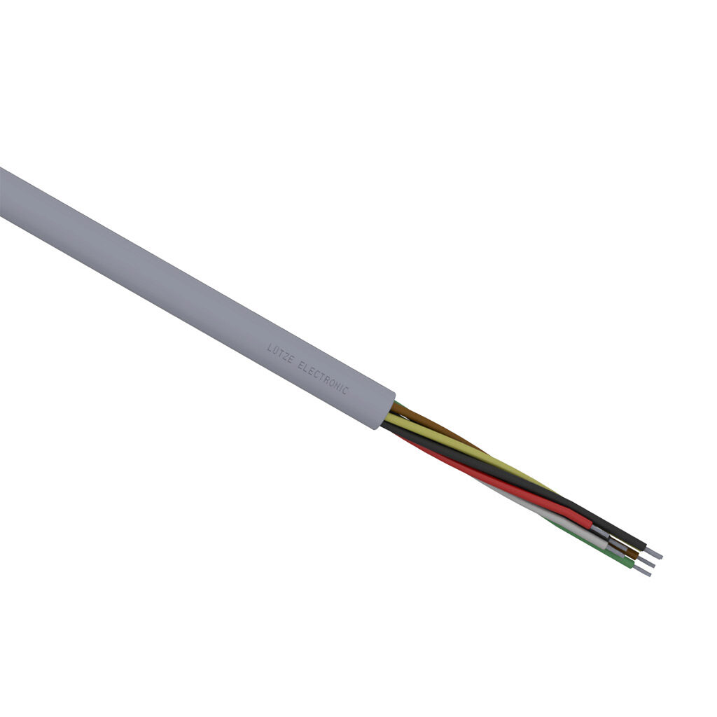 A3032008-1 - LUTZE ELECTRONIC flexible control and signal cable, unshielded, 8 conductors, 20 AWG, 19-stranded, tinned copper, PVC conductor insulation material, PVC jacket, gray, cut to length.