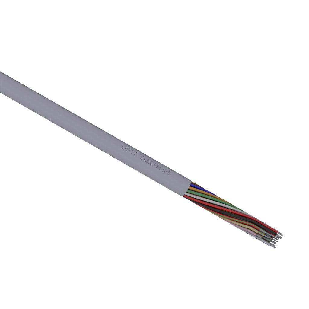 A3032025-1 - LUTZE ELECTRONIC flexible control and signal cable, unshielded, 25 conductors, 20 AWG, 19-stranded, tinned copper, PVC conductor insulation material, PVC jacket, gray, cut to length.