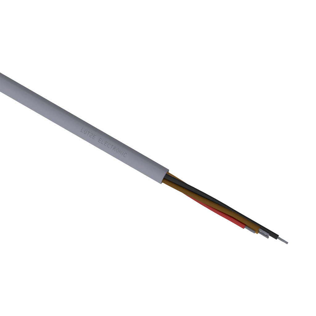 A3032204-1 - LUTZE ELECTRONIC flexible control and signal cable, unshielded, 4 conductors, 22 AWG, 19-stranded, tinned copper, PVC conductor insulation material, PVC jacket, gray, cut to length.