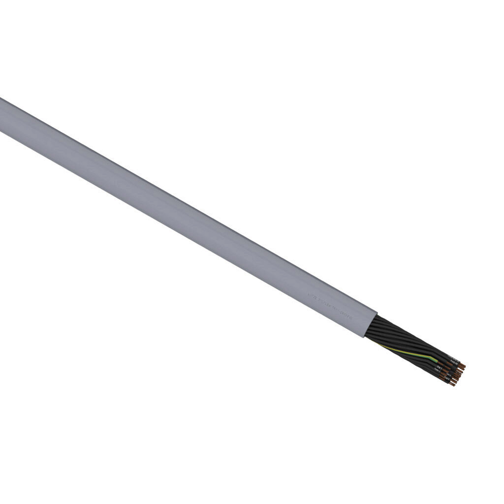 A3081641-1 - LUTZE Silflex flexible control cable, unshielded, 41 conductors (includes ground), 16 AWG, bare copper, PVC/Nylon conductor insulation material, black with white numbers and green/yellow ground, PVC jacket, gray, cut to length.