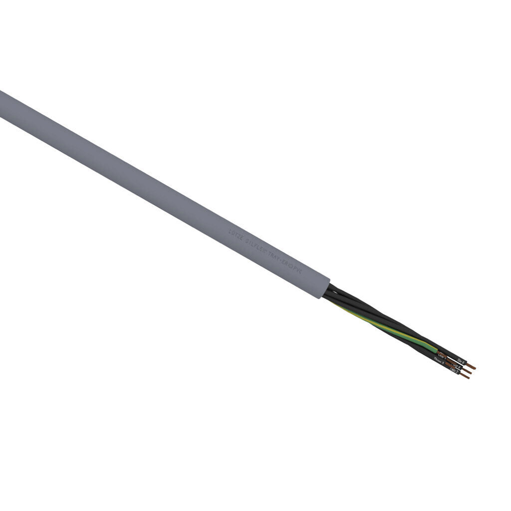 A3081807-1 - LUTZE Silflex flexible control cable, unshielded, 7 conductors (includes ground), 18 AWG, bare copper, PVC/Nylon conductor insulation material, black with white numbers and green/yellow ground, PVC jacket, gray, cut to length.
