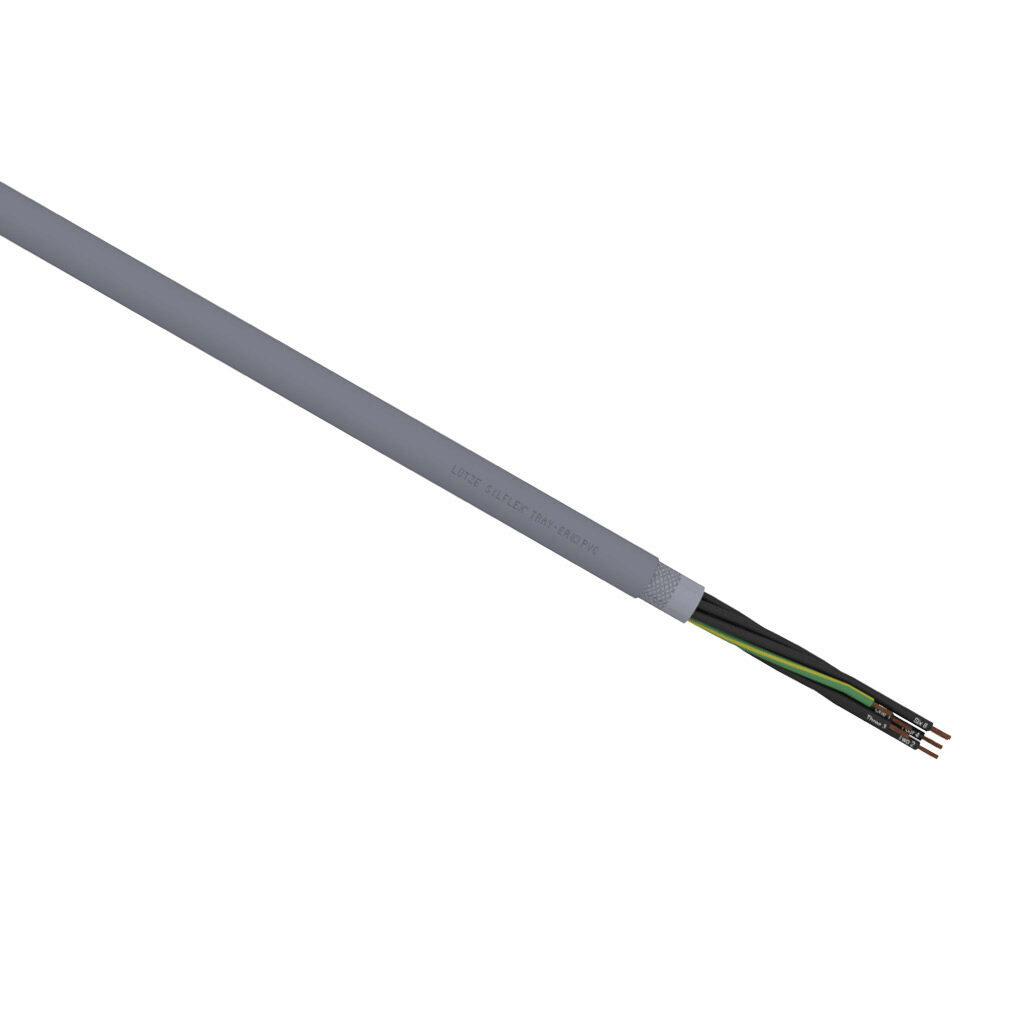 A3091807-1 - LUTZE Silflex flexible control cable, shielded, 7 conductors (includes ground), 18 AWG, bare copper, PVC/Nylon conductor insulation material, black with white numbers and green/yellow ground, PVC jacket, gray, cut to length.