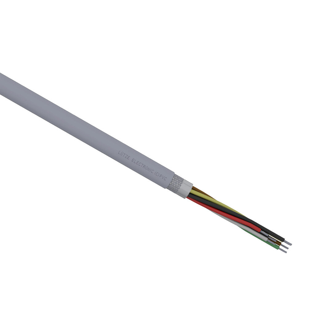 A3131608-1 - LUTZE ELECTRONIC flexible control and signal cable, overall shielded, 8 conductors, 16 AWG, 26-stranded, tinned copper, PVC conductor insulation material, PVC jacket, gray, cut to length.