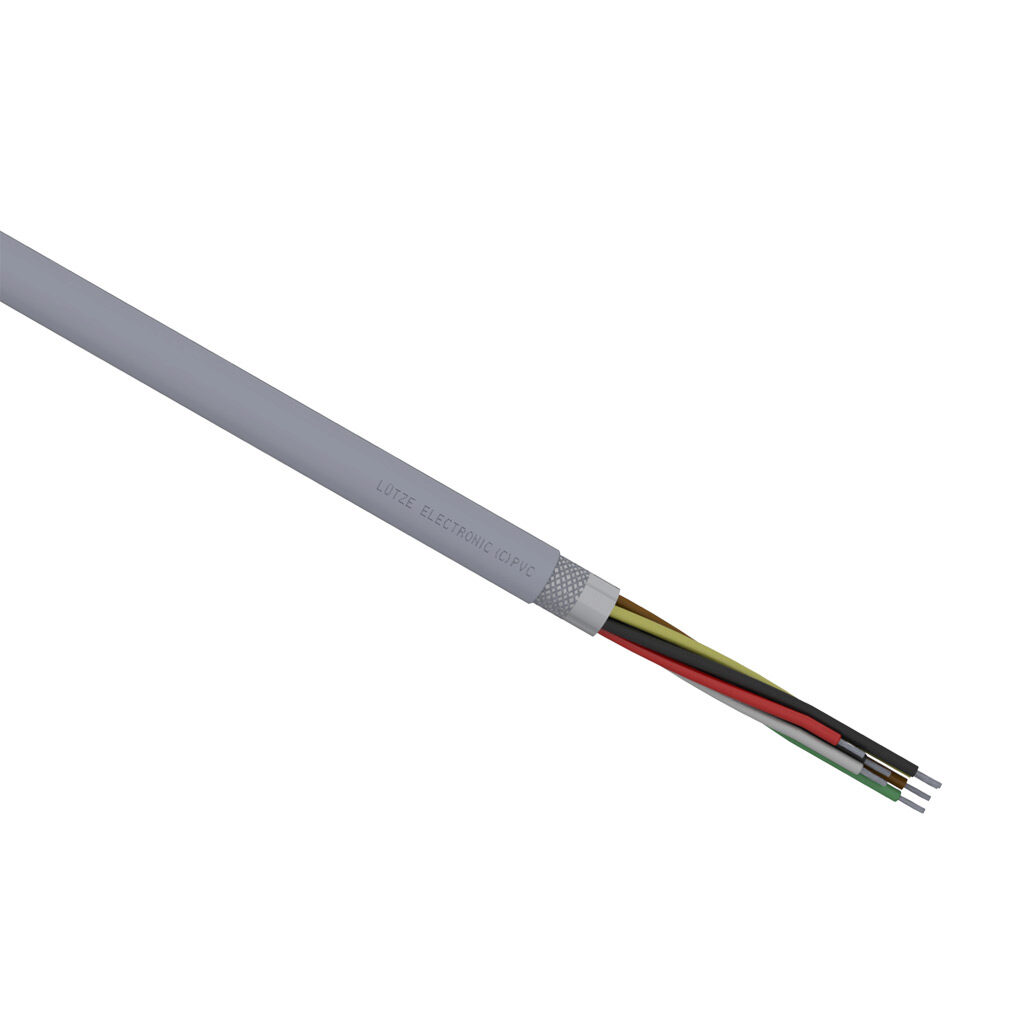 A3131808-1 - LUTZE ELECTRONIC flexible control and signal cable, overall shielded, 8 conductors, 18 AWG, 19-stranded, tinned copper, PVC conductor insulation material, PVC jacket, gray, cut to length.