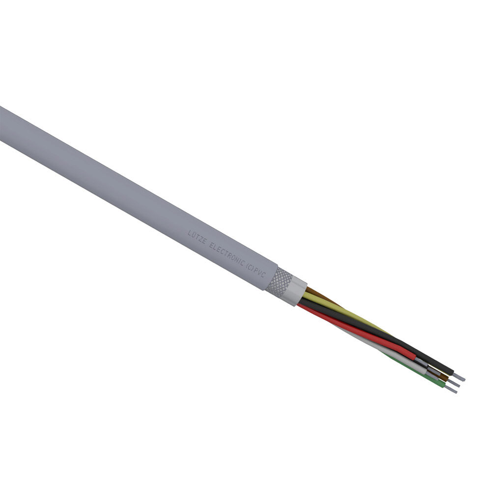 A3132008-1 - LUTZE ELECTRONIC flexible control and signal cable, overall shielded, 8 conductors, 20 AWG, 19-stranded, tinned copper, PVC conductor insulation material, PVC jacket, gray, cut to length.