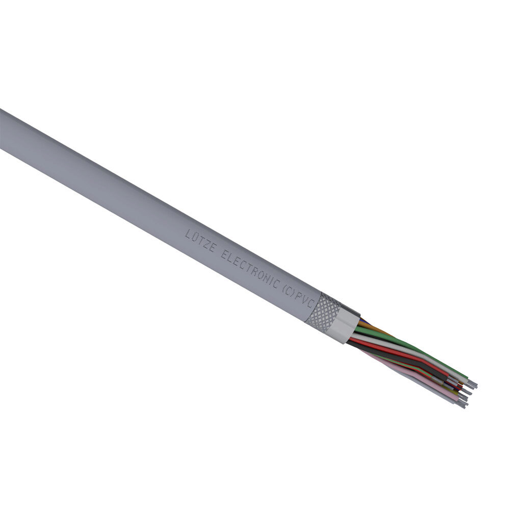 A3132015-1 - LUTZE ELECTRONIC flexible control and signal cable, overall shielded, 15 conductors, 20 AWG, 19-stranded, tinned copper, PVC conductor insulation material, PVC jacket, gray, cut to length.