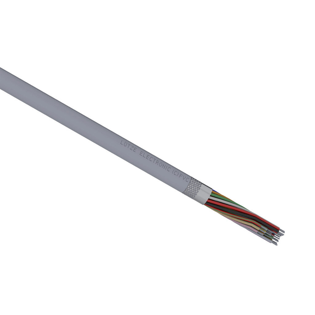 A3132025-1 - LUTZE ELECTRONIC flexible control and signal cable, overall shielded, 25 conductors, 20 AWG, 19-stranded, tinned copper, PVC conductor insulation material, PVC jacket, gray, cut to length.