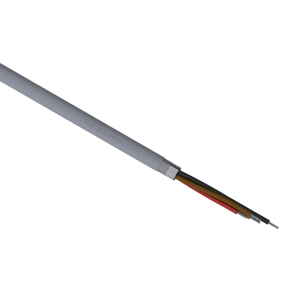 A3132204-1 - LUTZE ELECTRONIC flexible control and signal cable, overall shielded, 4 conductors, 22 AWG, 19-stranded, tinned copper, PVC conductor insulation material, PVC jacket, gray, cut to length.