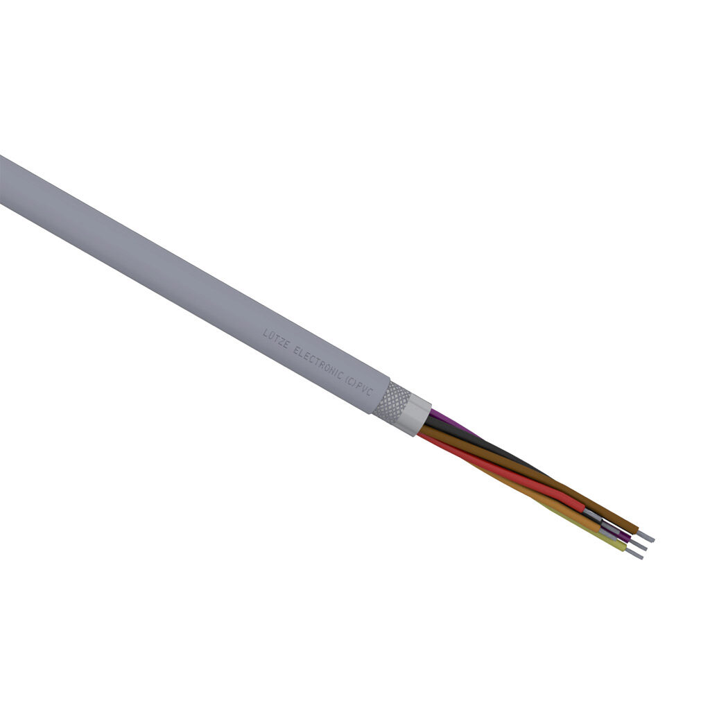 A3132208-1 - LUTZE ELECTRONIC flexible control and signal cable, overall shielded, 8 conductors, 22 AWG, 19-stranded, tinned copper, PVC conductor insulation material, PVC jacket, gray, cut to length.
