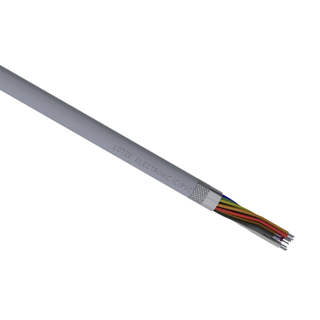 A3132215-1 - LUTZE ELECTRONIC flexible control and signal cable, overall shielded, 15 conductors, 22 AWG, 19-stranded, tinned copper, PVC conductor insulation material, PVC jacket, gray, cut to length.