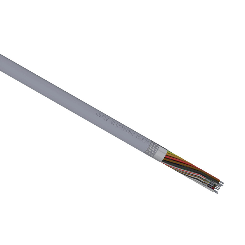 A3132225-1 - LUTZE ELECTRONIC flexible control and signal cable, overall shielded, 25 conductors, 22 AWG, 19-stranded, tinned copper, PVC conductor insulation material, PVC jacket, gray, cut to length.