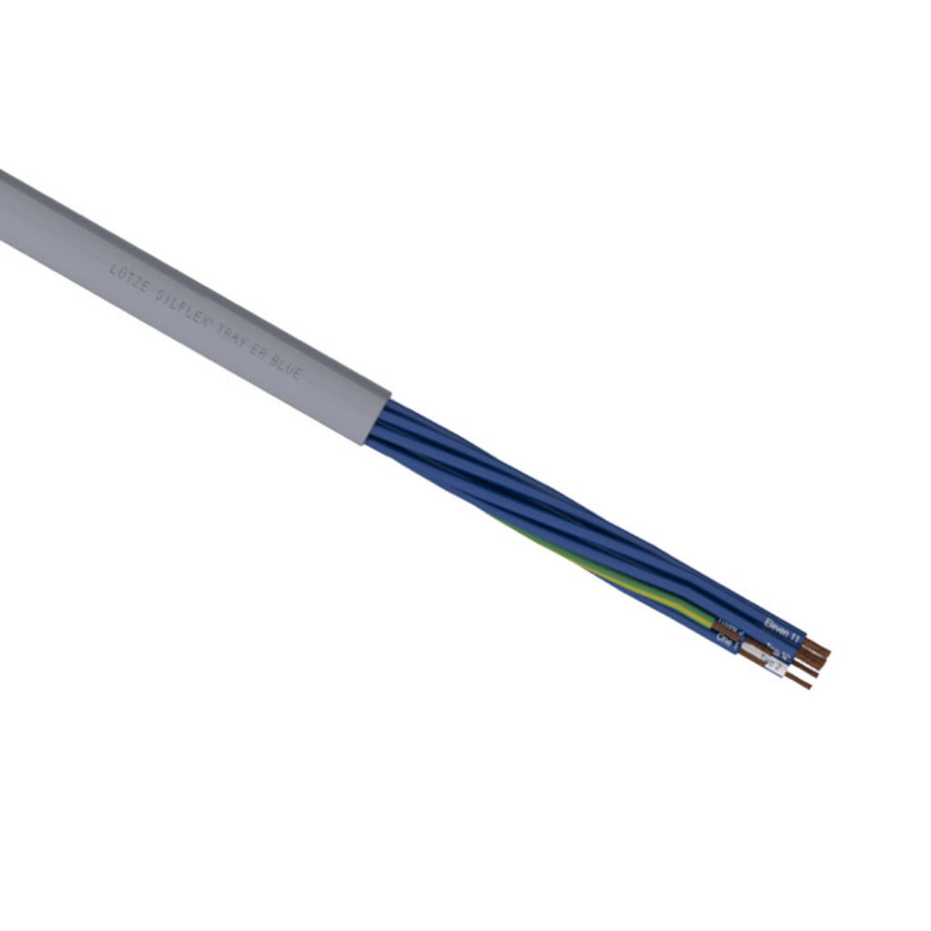 A3251612-1 - LUTZE Silflex flexible control cable, unshielded, 12 conductors (includes ground), 16 AWG, bare copper, PVC/Nylon conductor insulation material, blue with white numbers and green/yellow ground, #2 conductor is white/blue, PVC jacket, ...