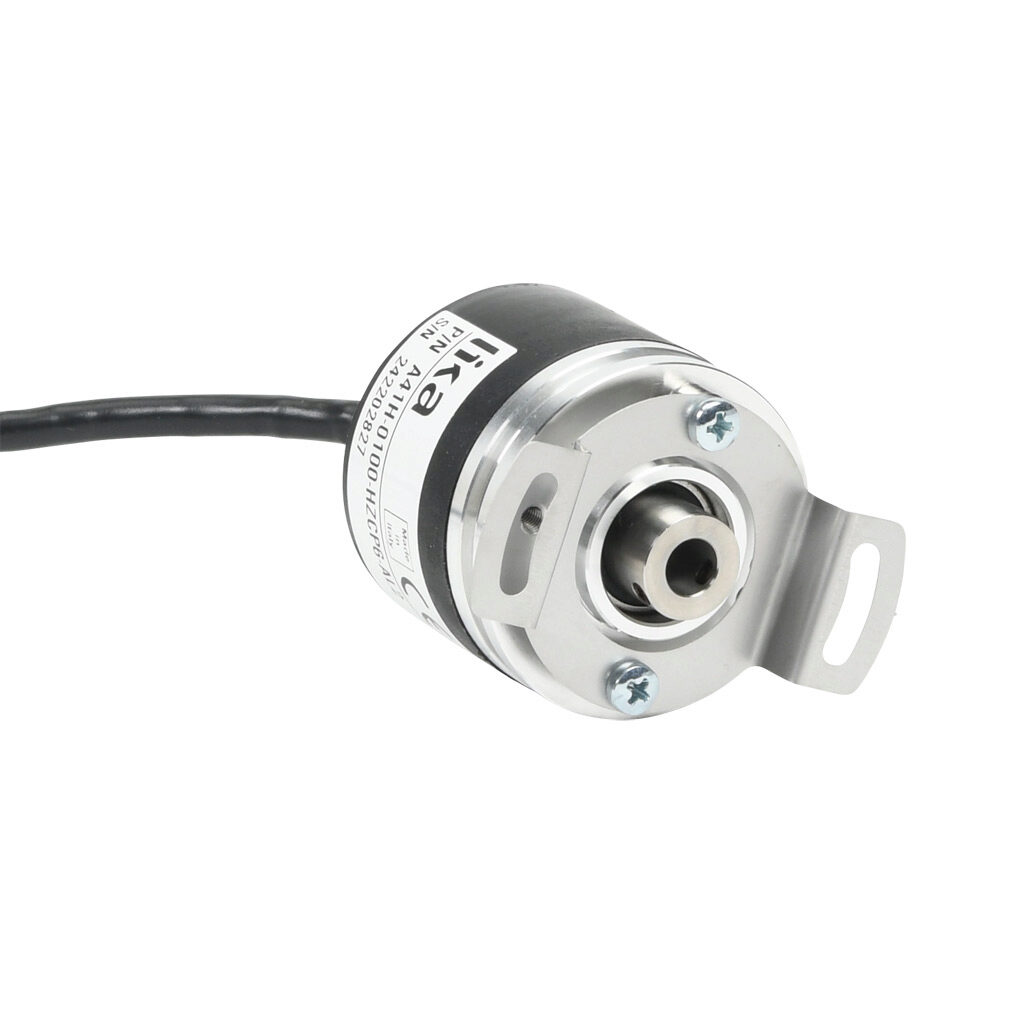 A41H-0100-HZCP6-AL2 - Lika Electronic A41 series incremental (quadrature) rotary encoder, 5-30 VDC, universal (line driver or NPN/PNP open collector) output, light duty, 100 ppr, 1/4in hollow shaft, 41mm diameter body, IP64, 6.5ft/2m cable length,...