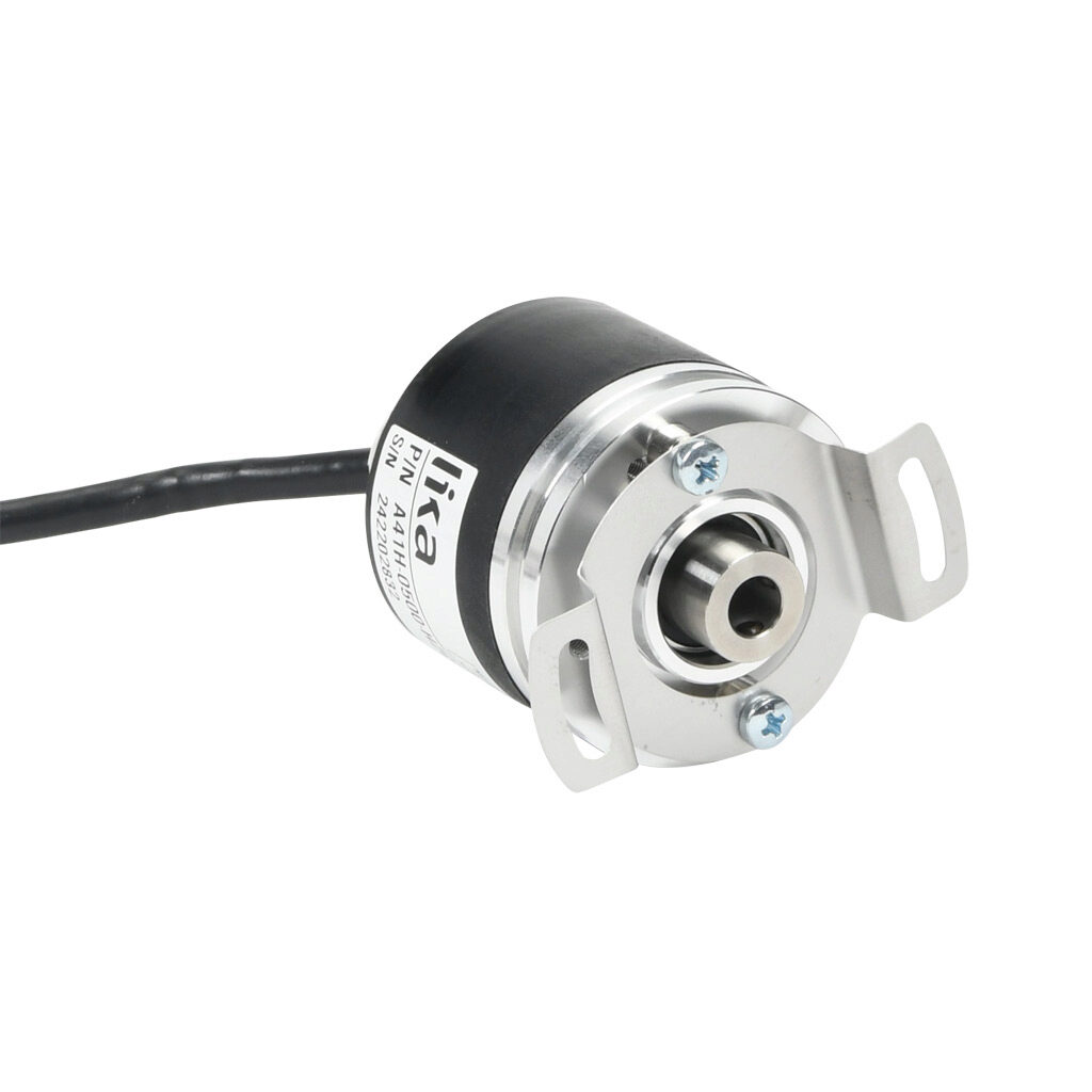 A41H-0500-HZCP6-AL2 - Lika Electronic A41 series incremental (quadrature) rotary encoder, 5-30 VDC, universal (line driver or NPN/PNP open collector) output, light duty, 500 ppr, 1/4in hollow shaft, 41mm diameter body, IP64, 6.5ft/2m cable length,...