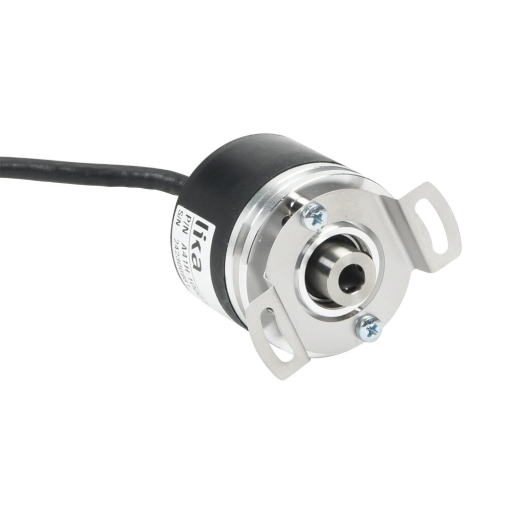 A41H-1000-HZCP6-AL2 - Lika Electronic A41 series incremental (quadrature) rotary encoder, 5-30 VDC, universal (line driver or NPN/PNP open collector) output, light duty, 1000 ppr, 1/4in hollow shaft, 41mm diameter body, IP64, 6.5ft/2m cable length...