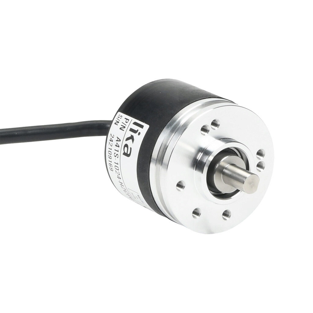 A41S-1024-HZCP6-AL2 - Lika Electronic A41 series incremental (quadrature) rotary encoder, 5-30 VDC, universal (line driver or NPN/PNP open collector) output, light duty, 1024 ppr, 1/4in solid shaft, 41mm diameter body, IP64, 6.5ft/2m cable length,...