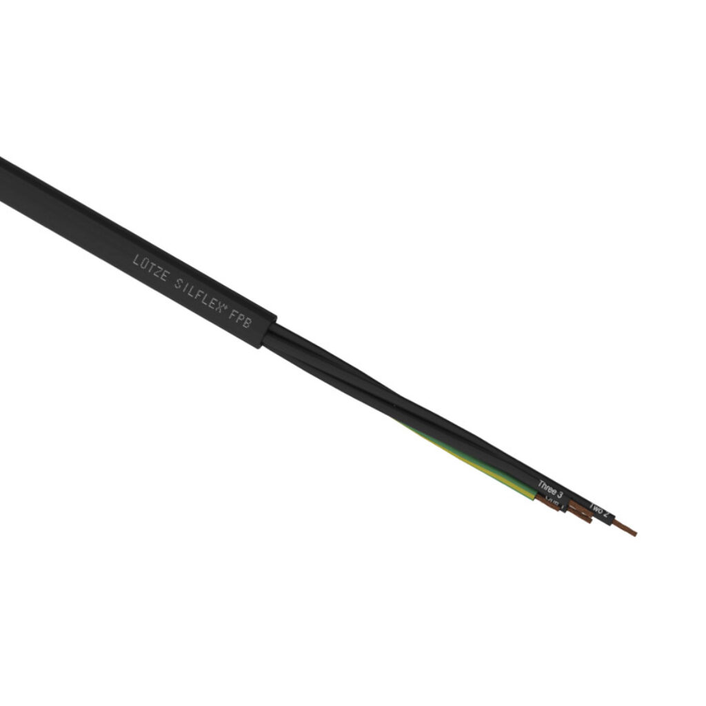 A6012004-1 - LUTZE Silflex FBP flexible control cable, unshielded, 4 conductors (includes ground), 20 AWG, bare copper, polypropylene conductor insulation material, black with white numbers and green/yellow ground, TPE jacket, black, cut to length.