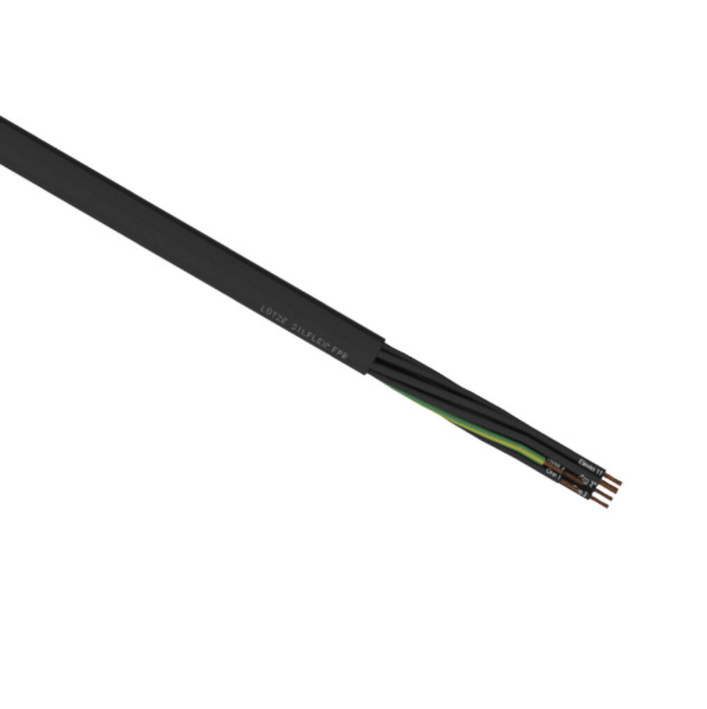 A6012012-1 - LUTZE Silflex FBP flexible control cable, unshielded, 12 conductors (includes ground), 20 AWG, bare copper, polypropylene conductor insulation material, black with white numbers and green/yellow ground, TPE jacket, black, cut to length.