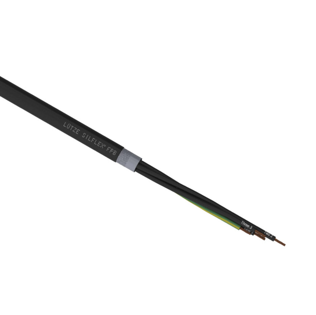 A6021404-1 - LUTZE Silflex FBP flexible control cable, shielded, 4 conductors (includes ground), 14 AWG, bare copper, polypropylene conductor insulation material, black with white numbers and green/yellow ground, TPE jacket, black, cut to length.
