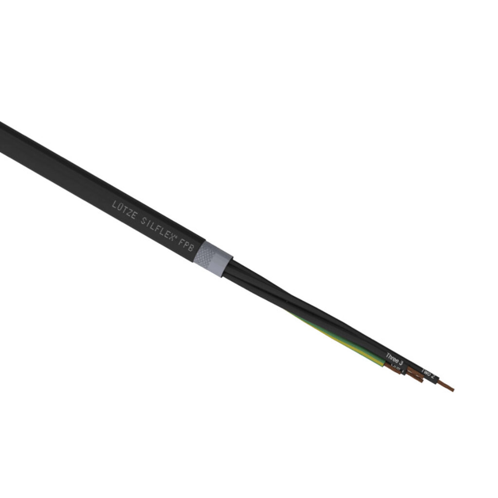 A6021604-1 - LUTZE Silflex FBP flexible control cable, shielded, 4 conductors (includes ground), 16 AWG, bare copper, polypropylene conductor insulation material, black with white numbers and green/yellow ground, TPE jacket, black, cut to length.