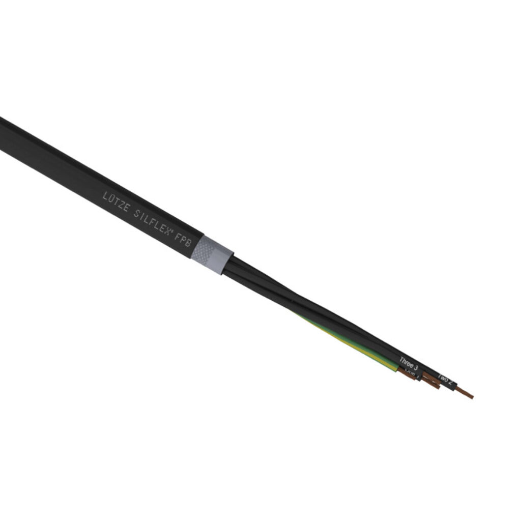 A6021804-1 - LUTZE Silflex FBP flexible control cable, shielded, 4 conductors (includes ground), 18 AWG, bare copper, polypropylene conductor insulation material, black with white numbers and green/yellow ground, TPE jacket, black, cut to length.