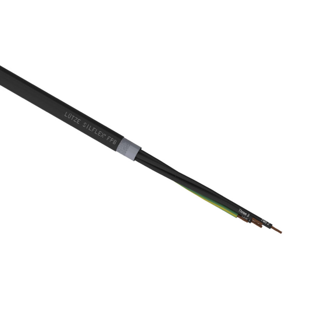 A6022004-1 - LUTZE Silflex FBP flexible control cable, shielded, 4 conductors (includes ground), 20 AWG, bare copper, polypropylene conductor insulation material, black with white numbers and green/yellow ground, TPE jacket, black, cut to length.
