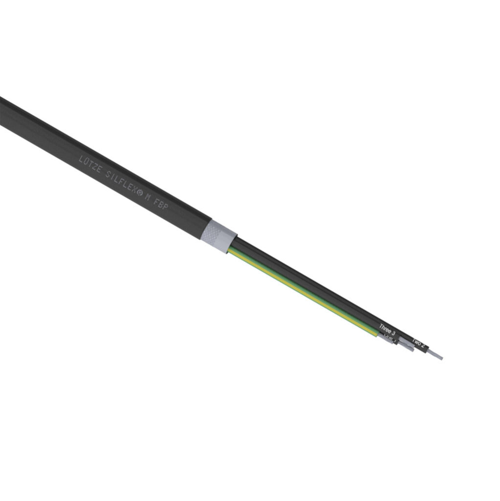 A6061404-1 - LUTZE Silflex FBP VFD cable, overall foil and braid shielded, 4 conductors (includes ground), 14 AWG, tinned copper, XLPE conductor insulation material, black with white numbers and green/yellow ground, TPE jacket, black, cut to length.