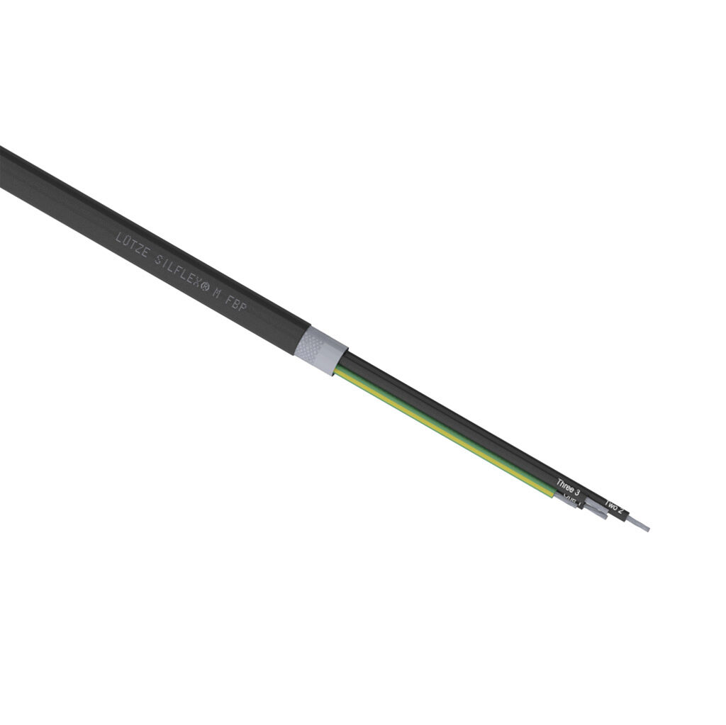 A6061604-1 - LUTZE Silflex FBP VFD cable, overall foil and braid shielded, 4 conductors (includes ground), 16 AWG, tinned copper, XLPE conductor insulation material, black with white numbers and green/yellow ground, TPE jacket, black, cut to length.