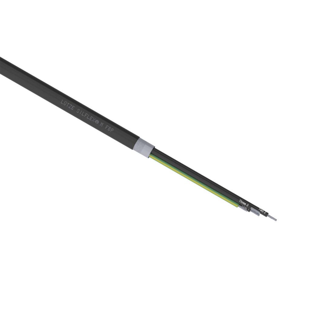 A6061804-1 - LUTZE Silflex FBP VFD cable, overall foil and braid shielded, 4 conductors (includes ground), 18 AWG, tinned copper, XLPE conductor insulation material, black with white numbers and green/yellow ground, TPE jacket, black, cut to length.