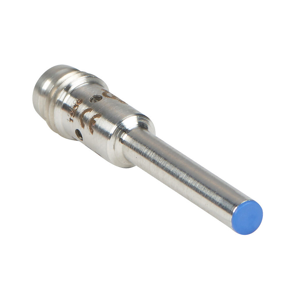 AC1-AN-3F - Micro Detectors inductive proximity sensor, tubular, 4mm diameter x 38.5mm body, stainless steel housing, NPN, N.O. output, 1.5mm sensing distance, flush, 7 kHz switching frequency, IP67, 3-pin M8 quick-disconnect.